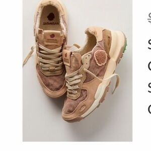 Free People Beige and Tan Suede Sneakers